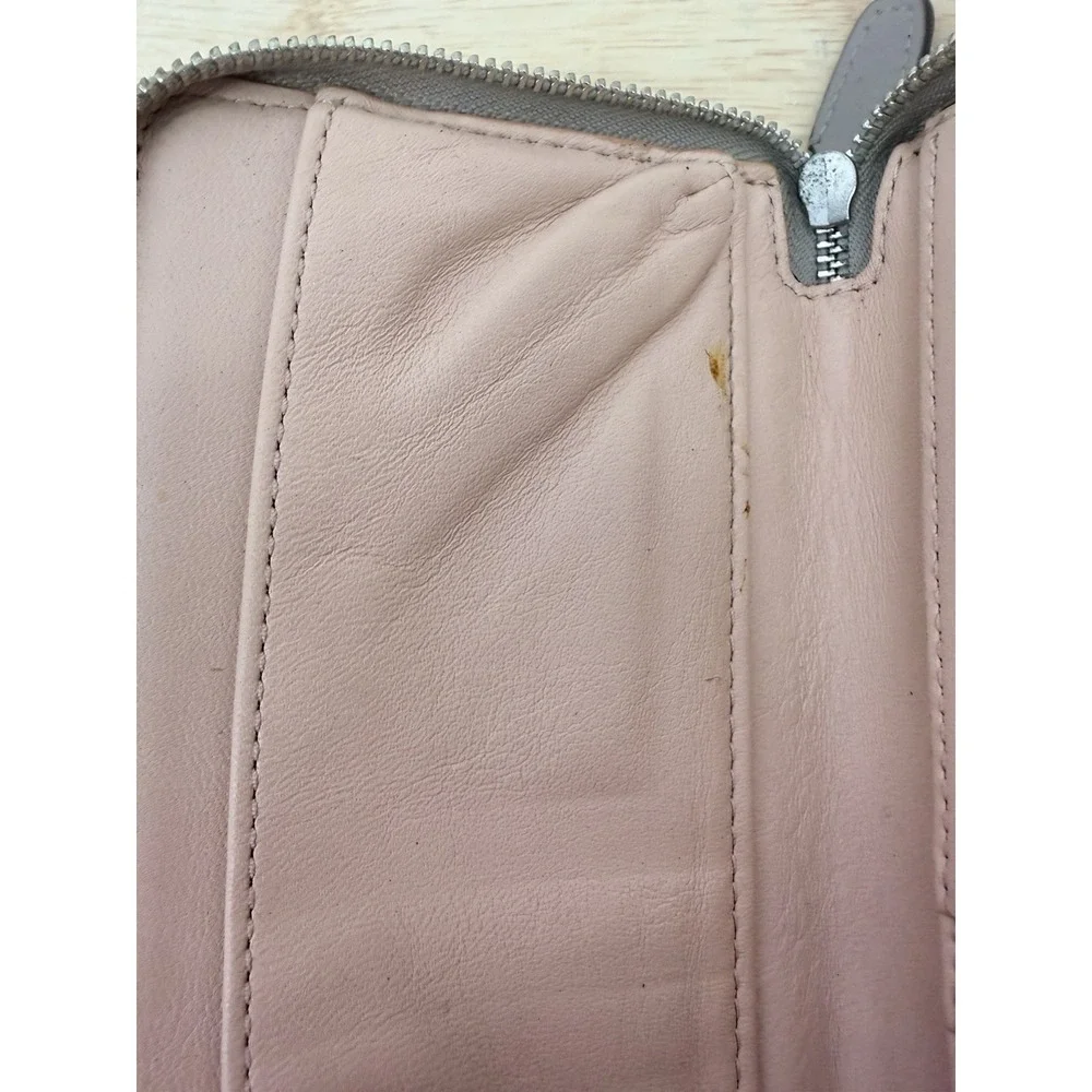 COACH Medium Zip Around Wallet Smooth Leather Light Grey #66